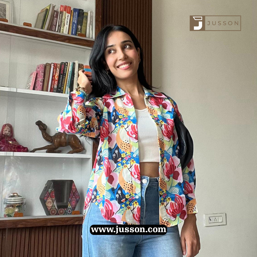 Tropical Bloom Multicolor Printed Shirt