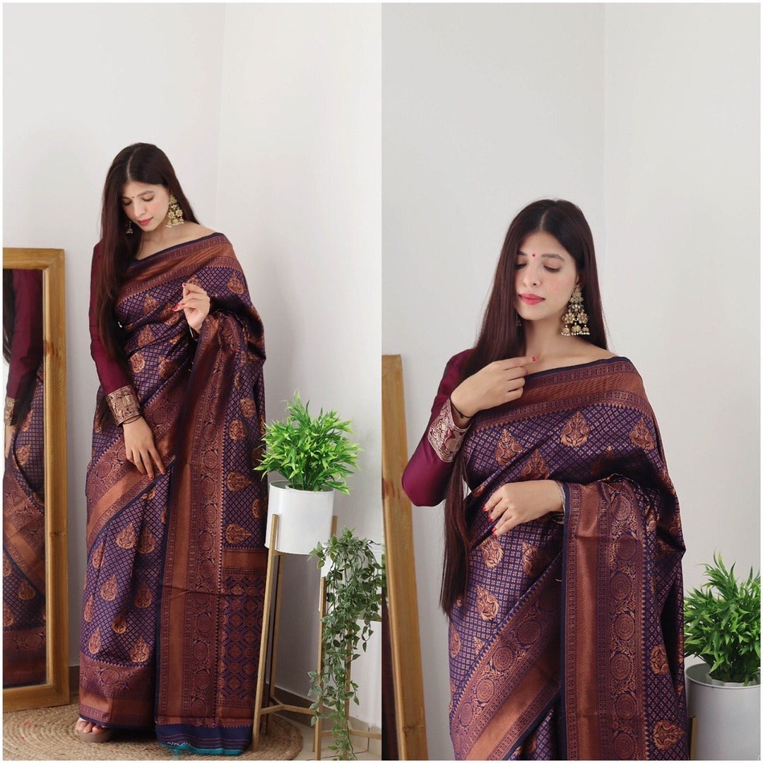 Orchid And Copper Soft Art Silk Saree