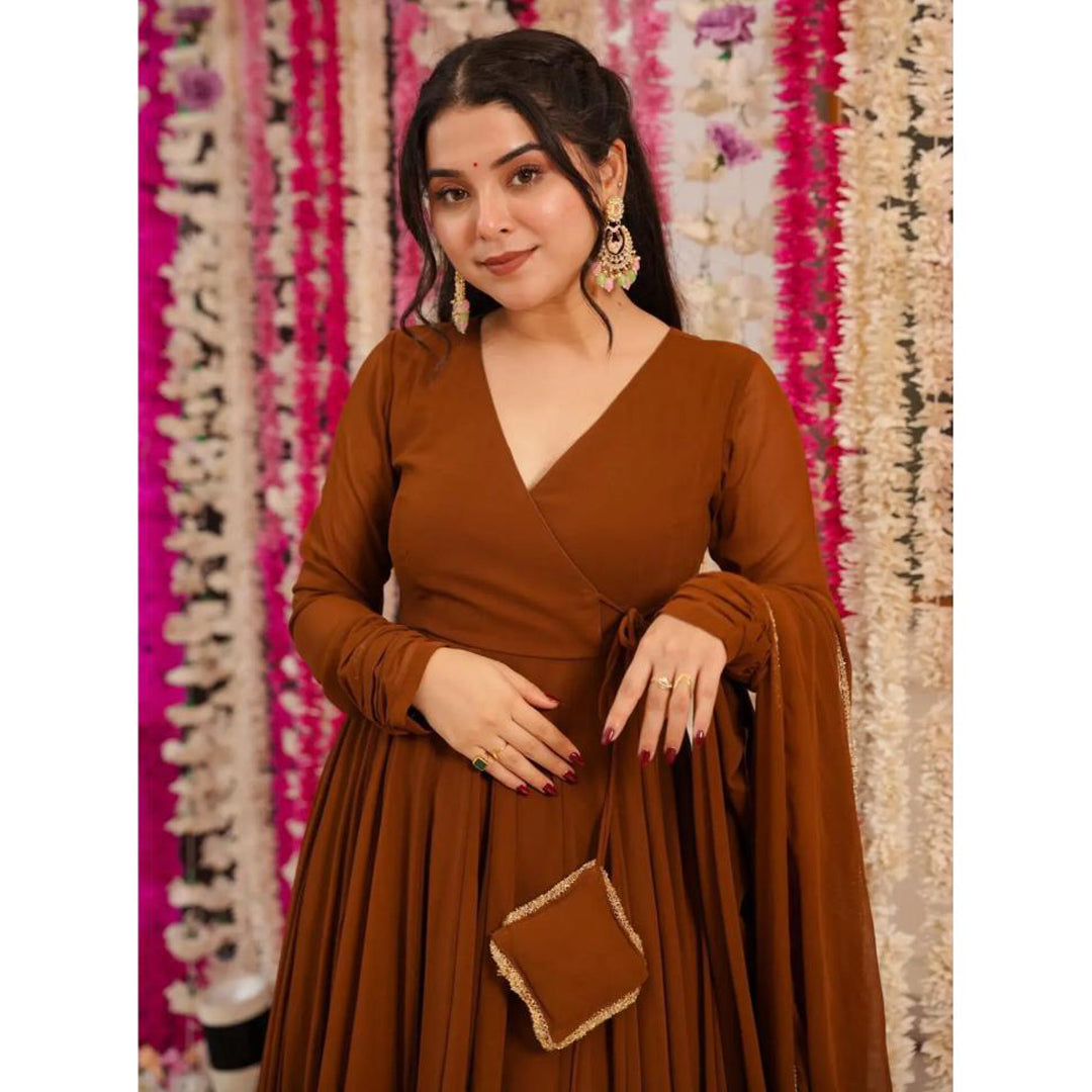 Russet Brown Georgette Suit Set