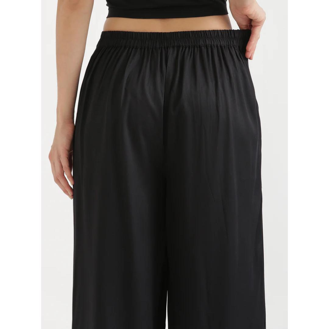 Black Daily Wear Viscose Palazzo Pant