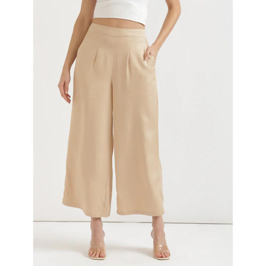 Beige Daily Wear Viscose Palazzo Pant