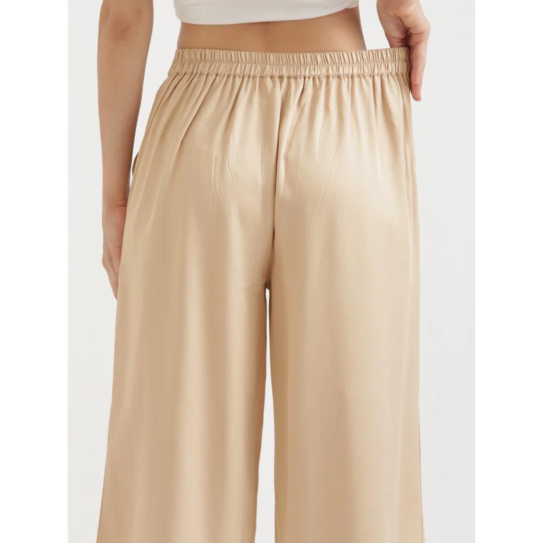 Beige Daily Wear Viscose Palazzo Pant