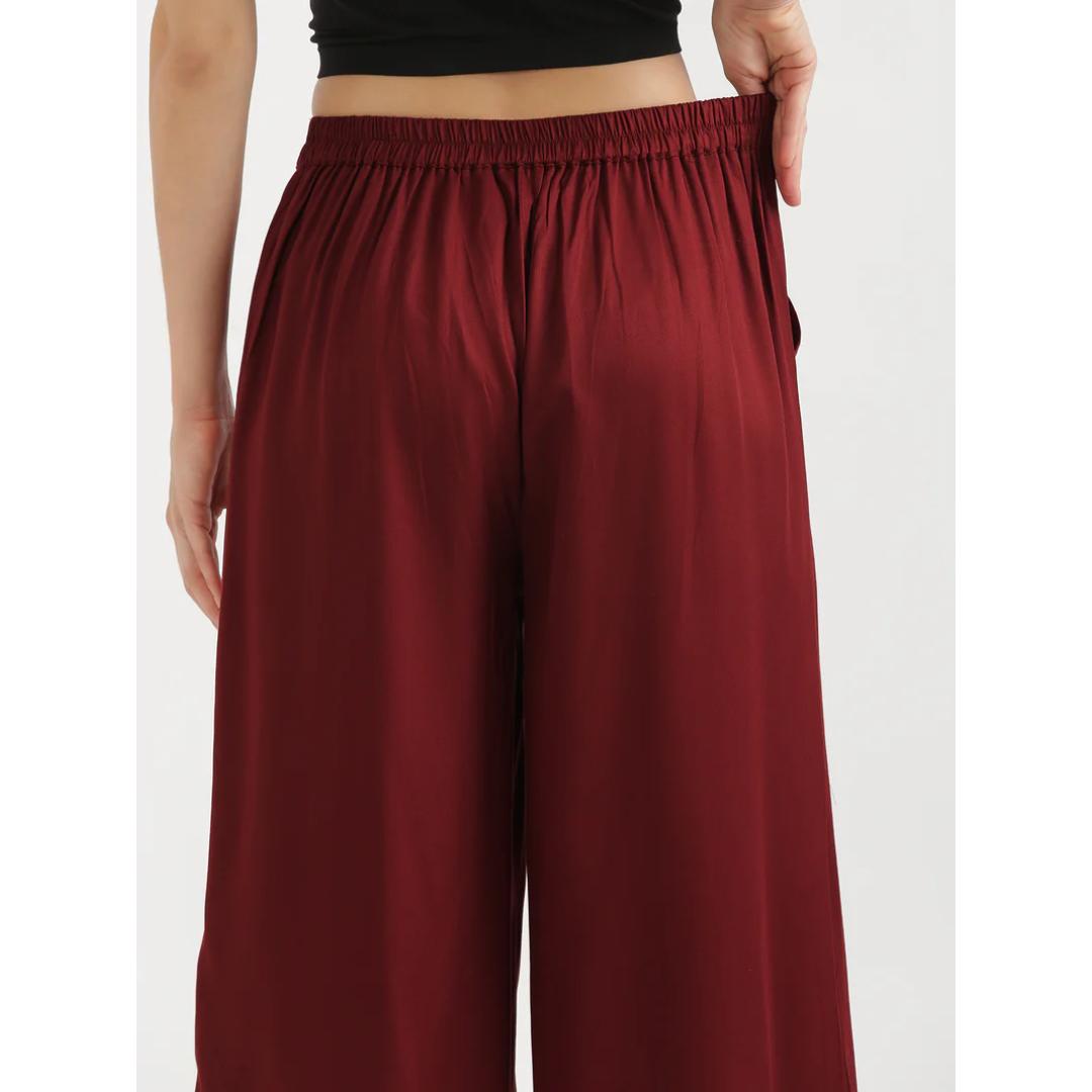 Maroon Daily Wear Viscose Palazzo Pant