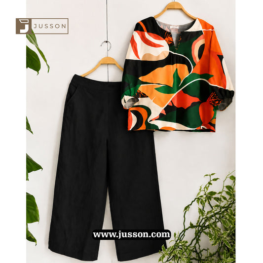 Multicolor Abstract Printed Co-Ord Set