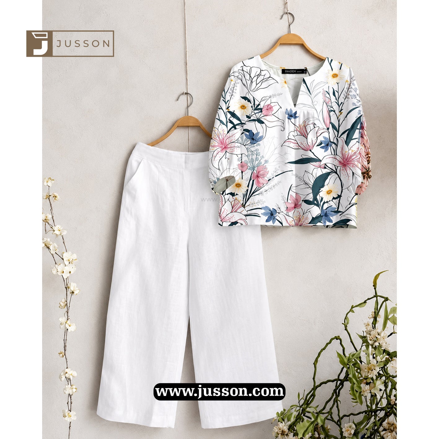 White Multicolor Floral Printed Co-Ord Set