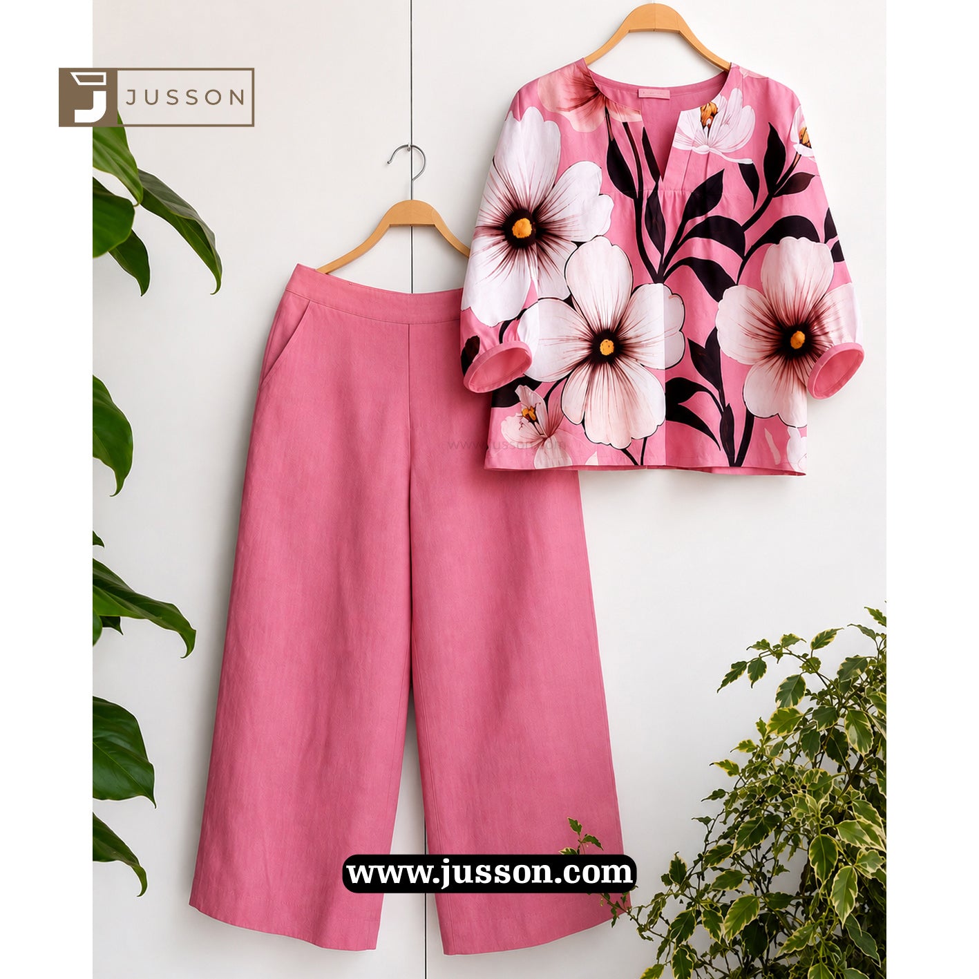Pink And White Floral Printed Co-Ord Set