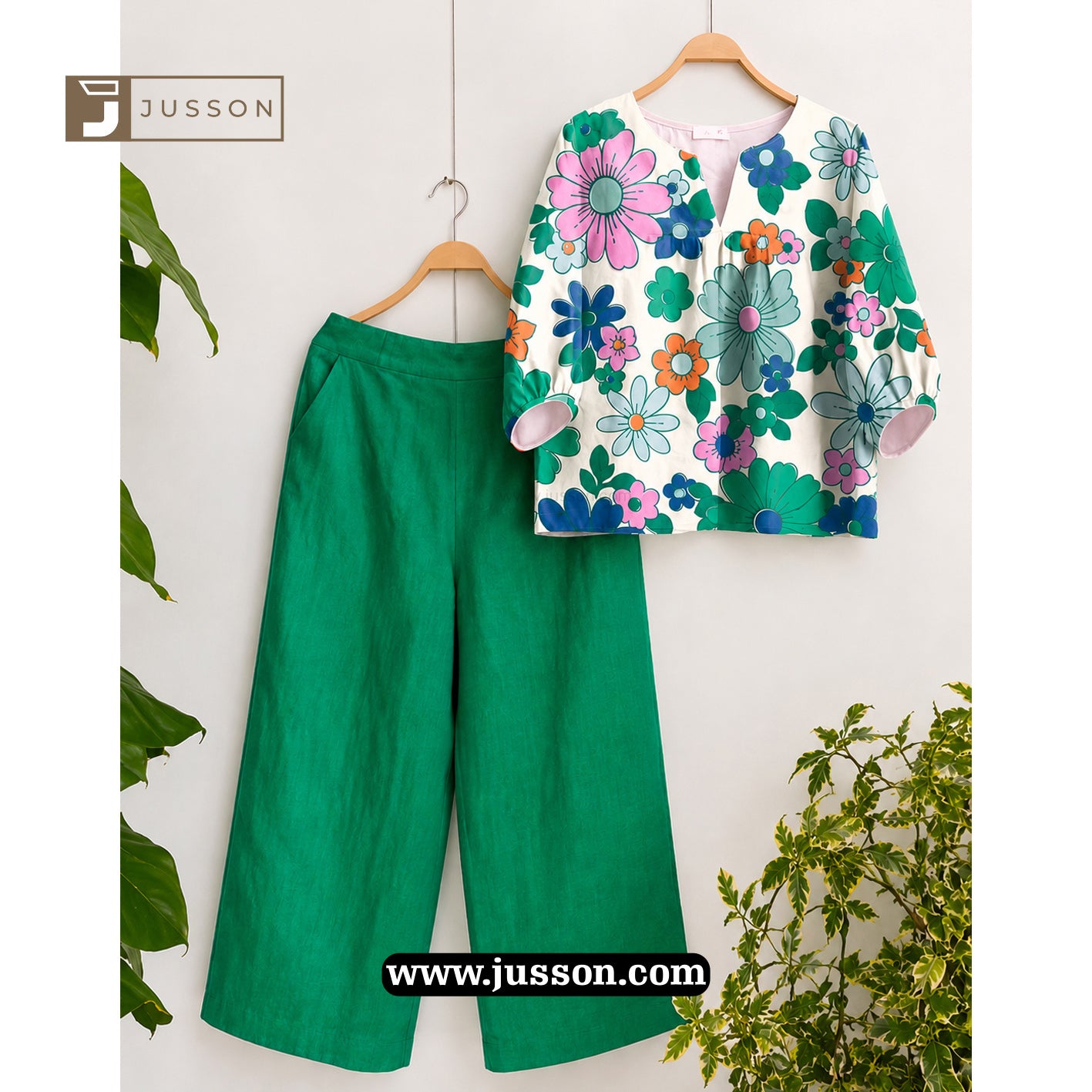 Stylish Green Floral Printed Co-Ord Set