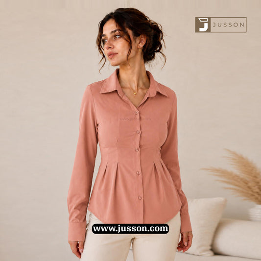 Dusty Rose Adjustable Corset Back Fitted Shirt