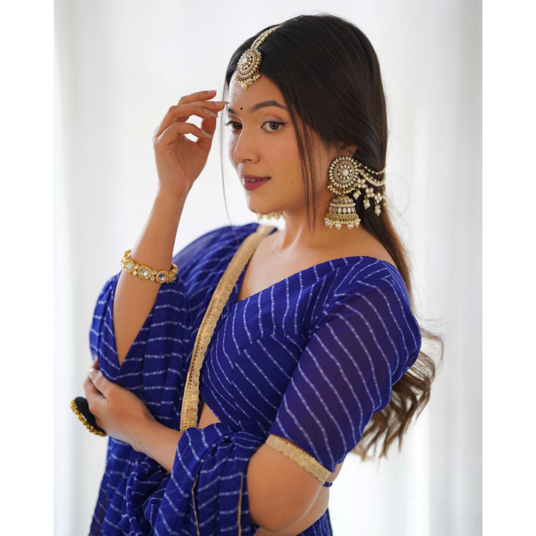 Blue Fancy Designer Printed Lehenga Choli With Stitched Blouse